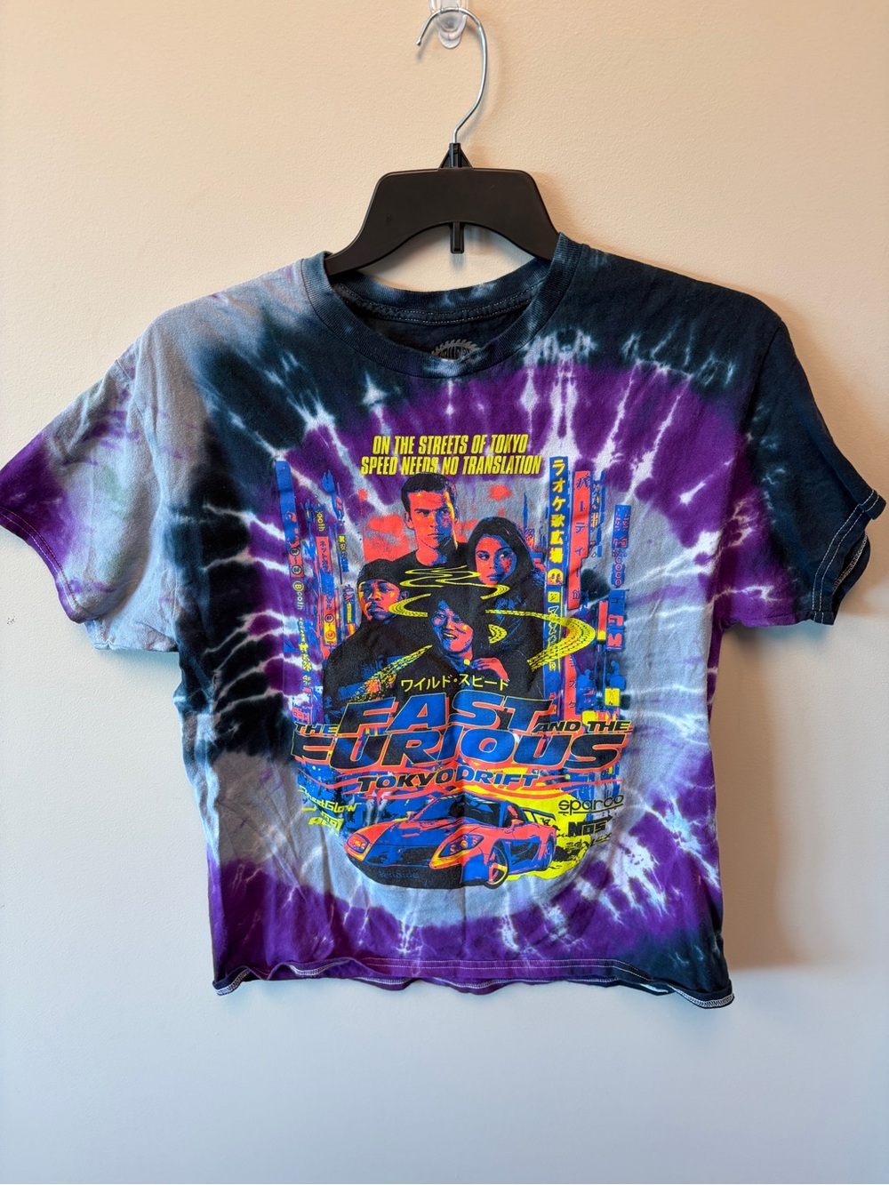Fast and Furious Tokyo Drift Tie Die Purple T-shirt L 1-side Soft Cotton Tagless